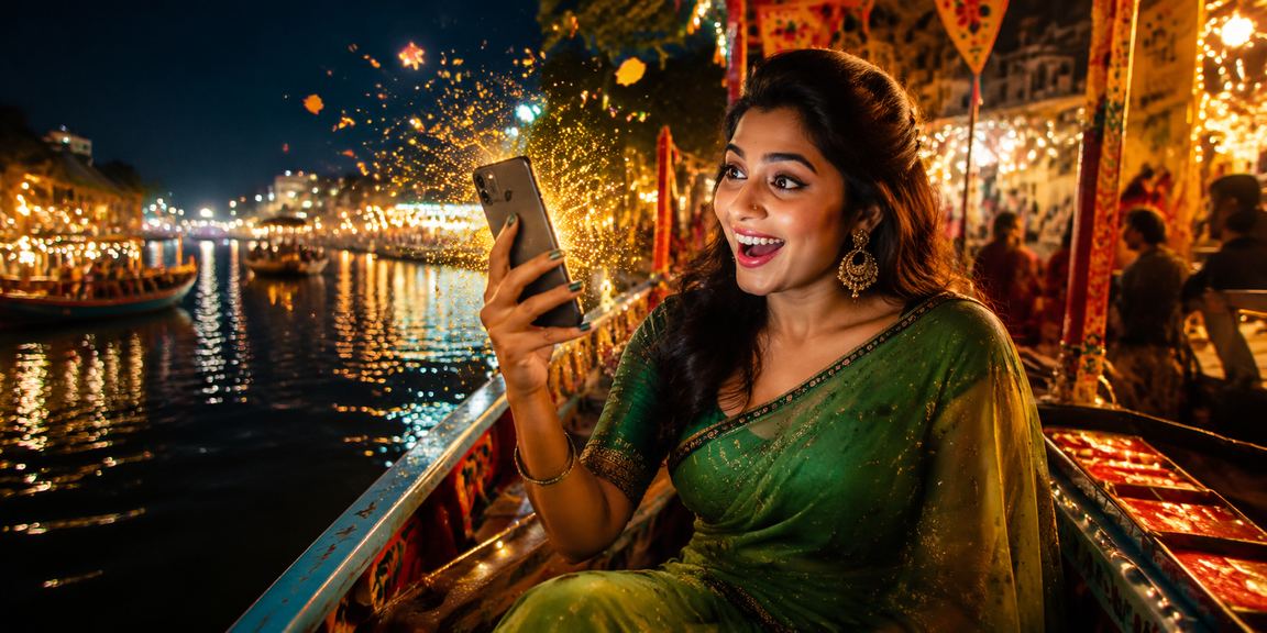 বরিশালে শাড়ি পরা নারী winbd অ্যাকাউন্টে নিরাপদে তথ্য যাচাই করছেন