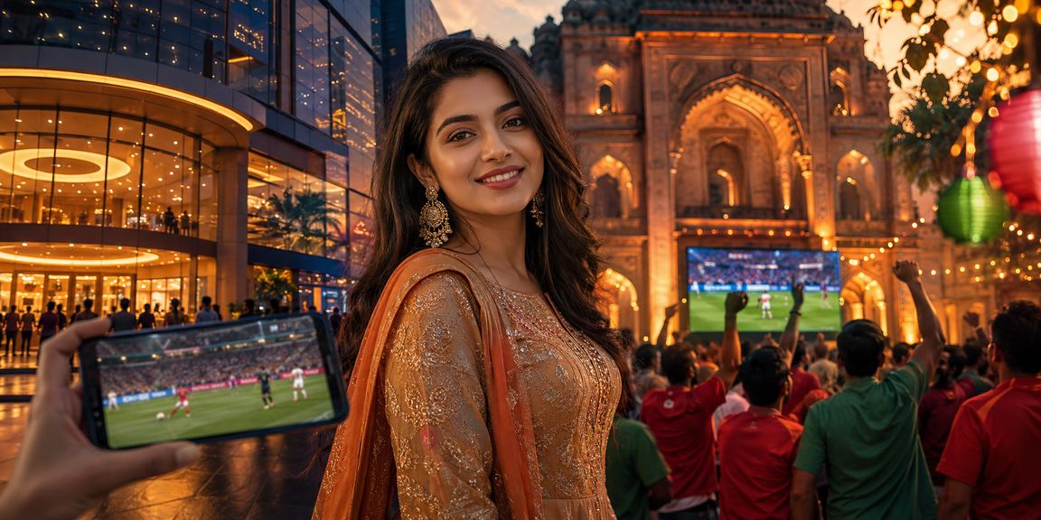ঢাকার নাইট মার্কেটে মোবাইলে winbd প্রোমোশন অফার দেখছেন একজন ব্যবহারকারী